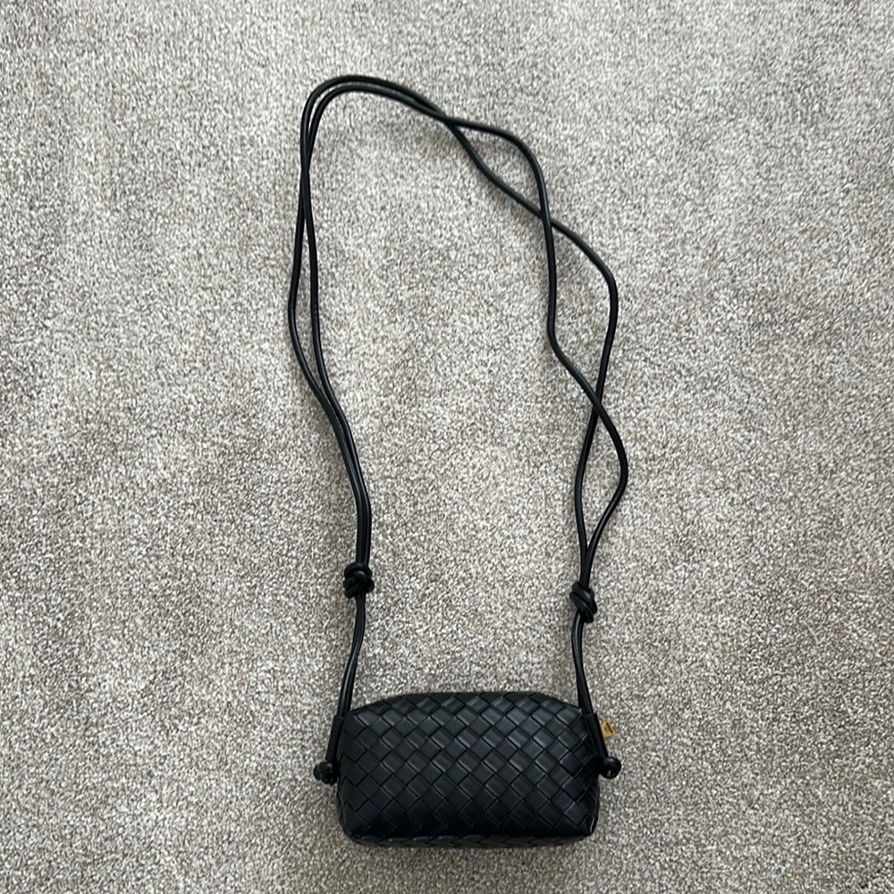 Elegant Black Woven Crossbody Bag